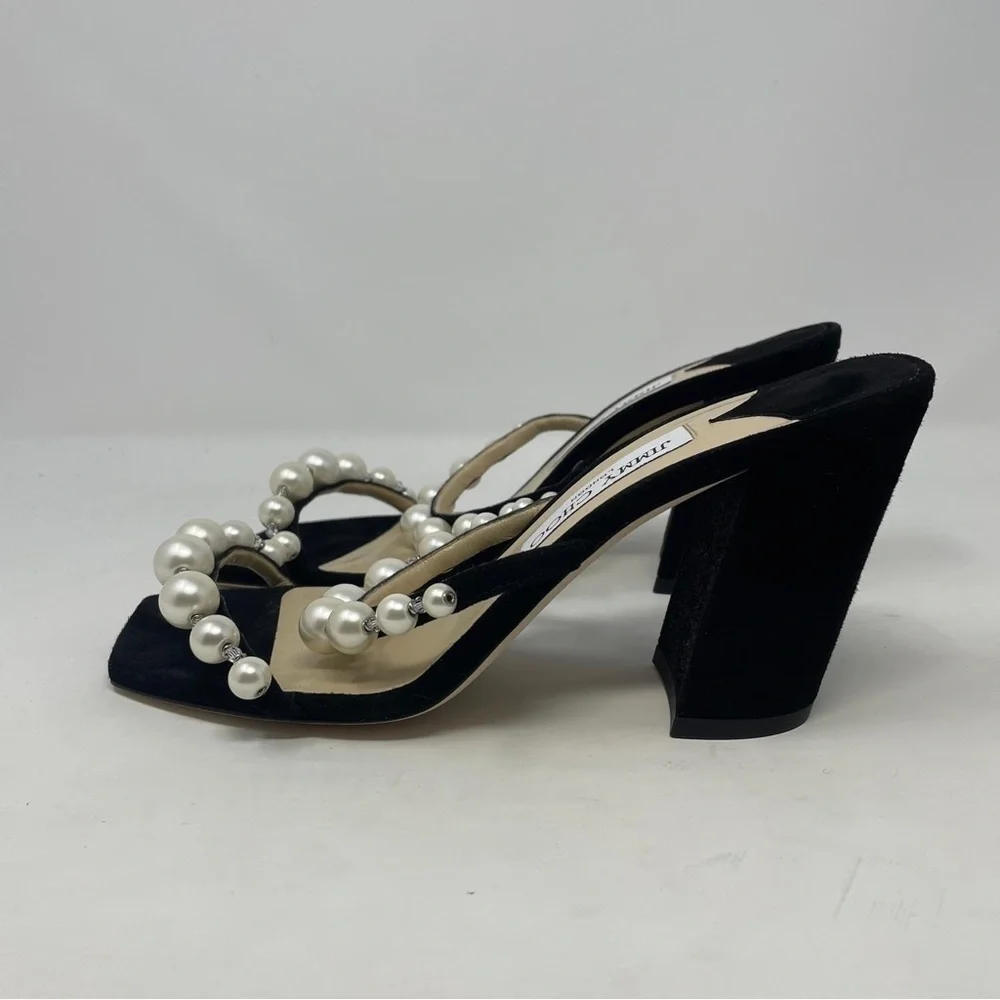 Jimmy Choo Amara 85mm Pearl Embellished Suede Heeled Sandals - NWT - Picture 10 of 16